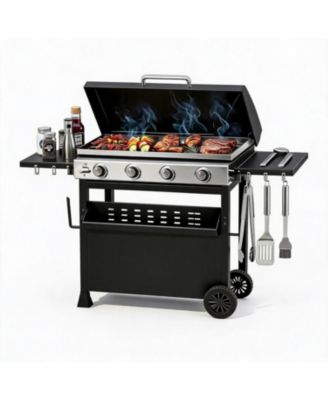 Stainless Steel 32000 BTU 4 Burner Propane Gas Griddle with Hood for Outdoor Use