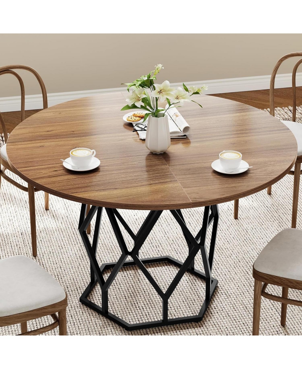 gaomon Kitchen Table Round Dining Table for 4-6 People for Dining Room, Home Office, Living Room