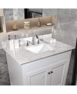 Sillysis 31 37 43 Inch Carrara Marble Stone Vanity Top With Ceramic Undermount Sink Backsplash Polished Surface For Vanity Cabinet