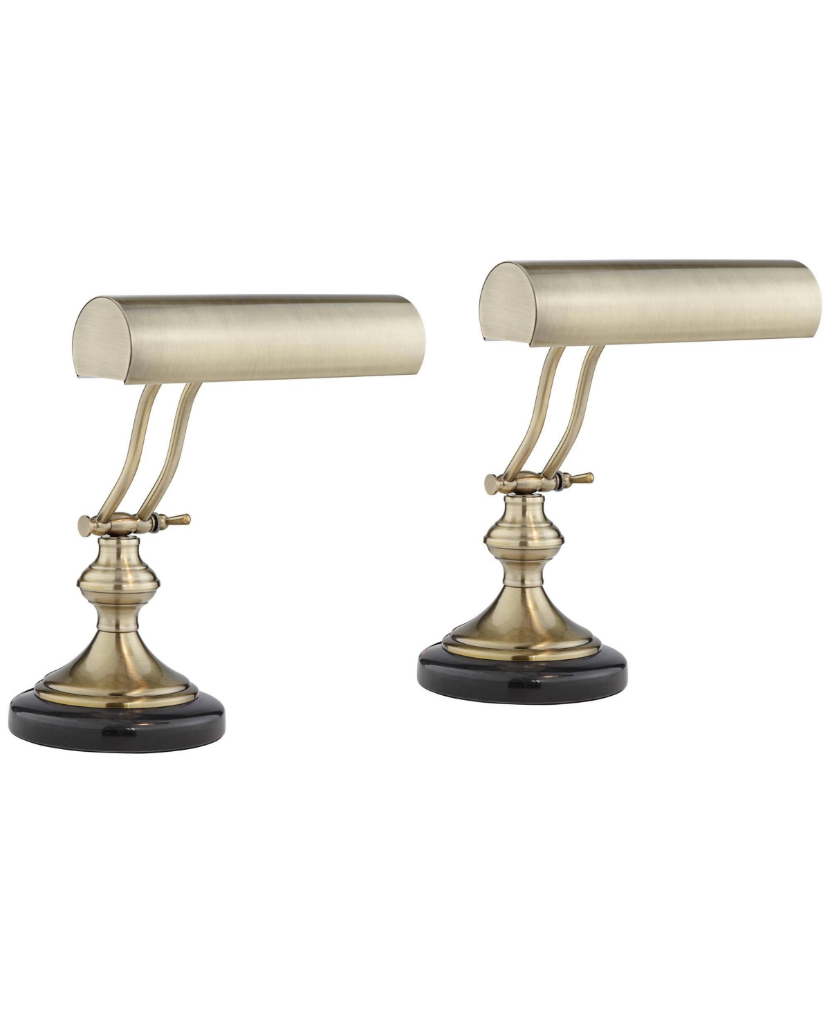 Regency Hill Serenity 12" High Small Traditional Piano Desk Lamps Set of 2 Adjustable Antique Brass Finish Metal Home Office