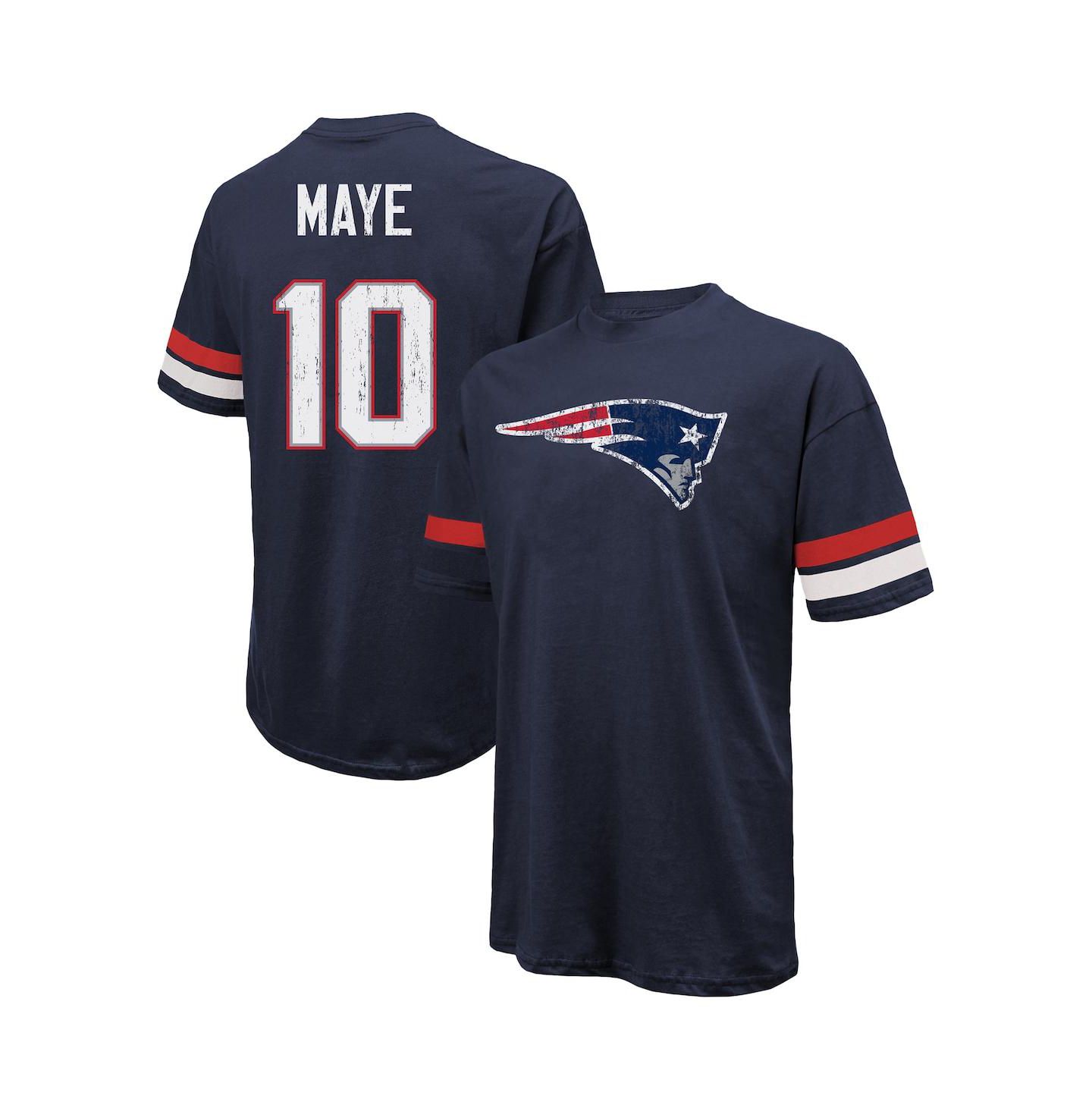 Мужская футболка Majestic Threads Drake Maye Navy New England Patriots Oversized — фото 1