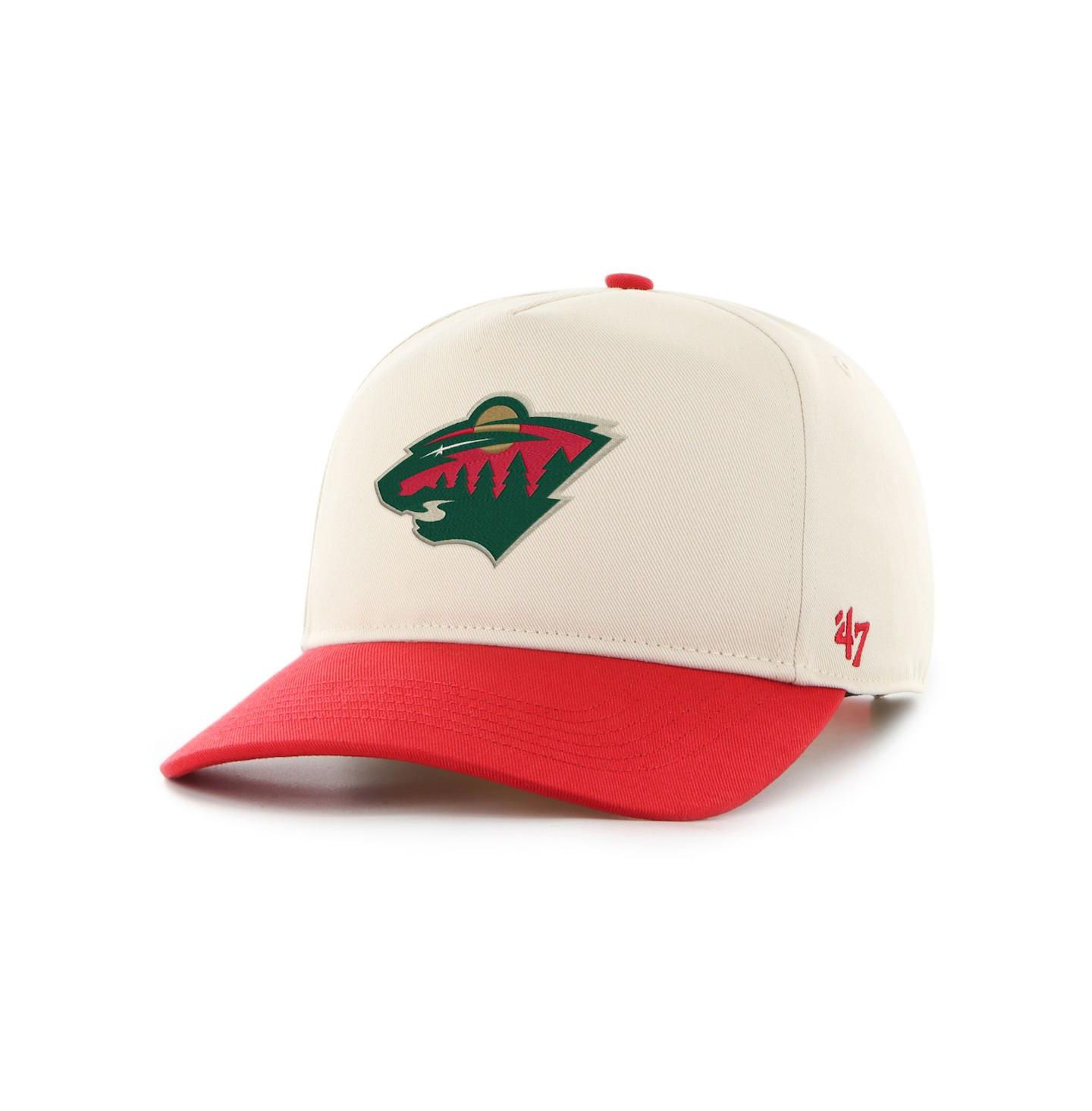 Мужская кепка '47 Brand Cream/Red Minnesota Wild Logo 2-Tone Hitch Adjustable Hat — фото 1