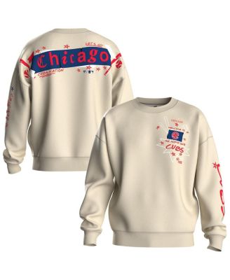 Women's Beige Chicago Cubs Graffiti Fleece Sweatshirt