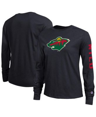 Women's Black Minnesota Wild 2-Hit Long Sleeve T-Shirt