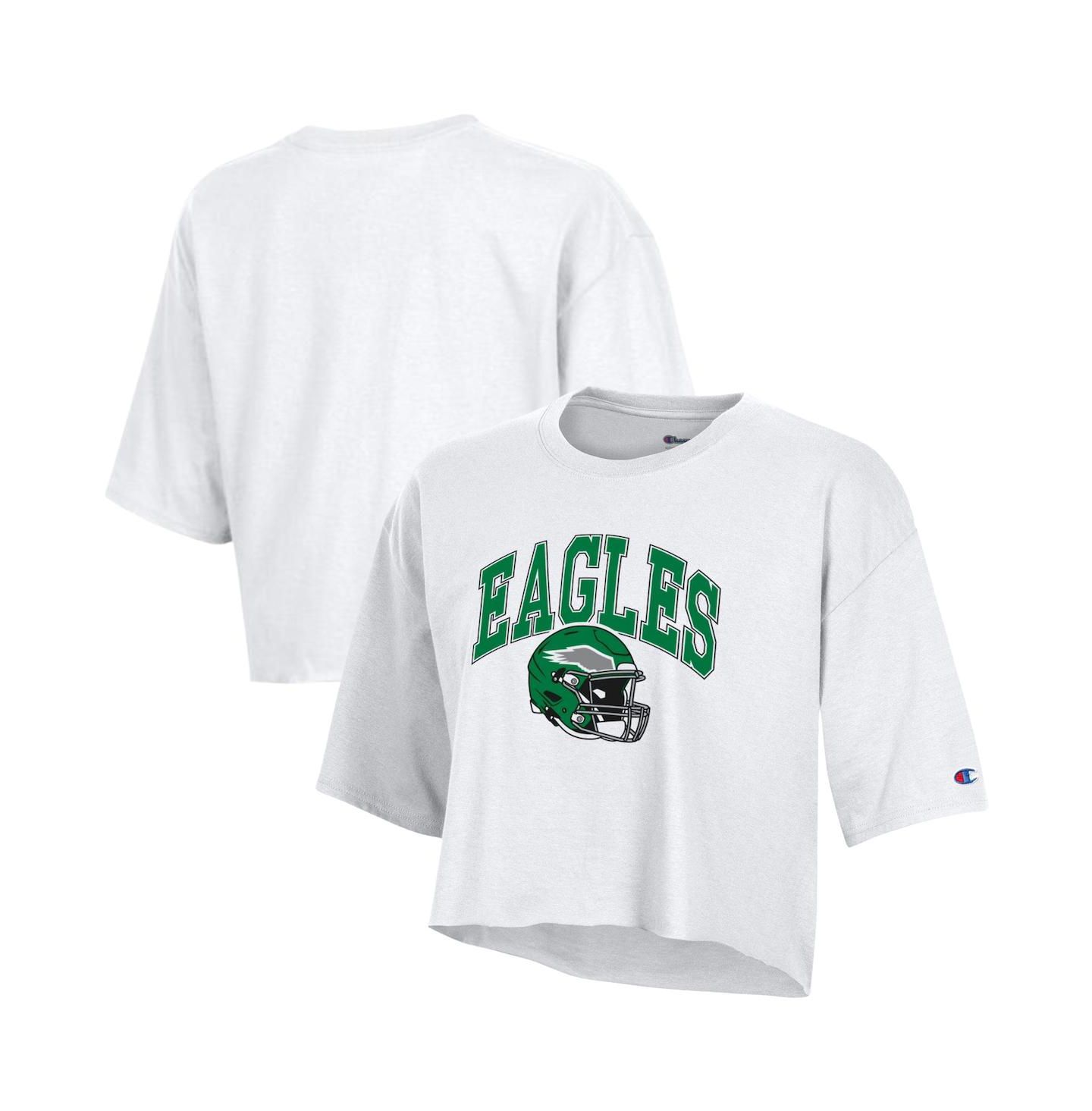 Женская футболка Champion White Philadelphia Eagles Boyfriend Cropped — фото 1
