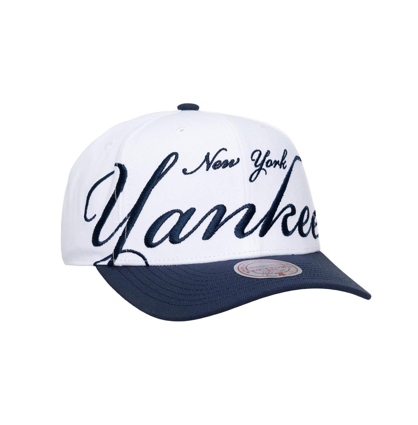 Кепка Mitchell & Ness White/Navy New York Yankees XL Script Pro Crown Adjustable Hat — фото 1