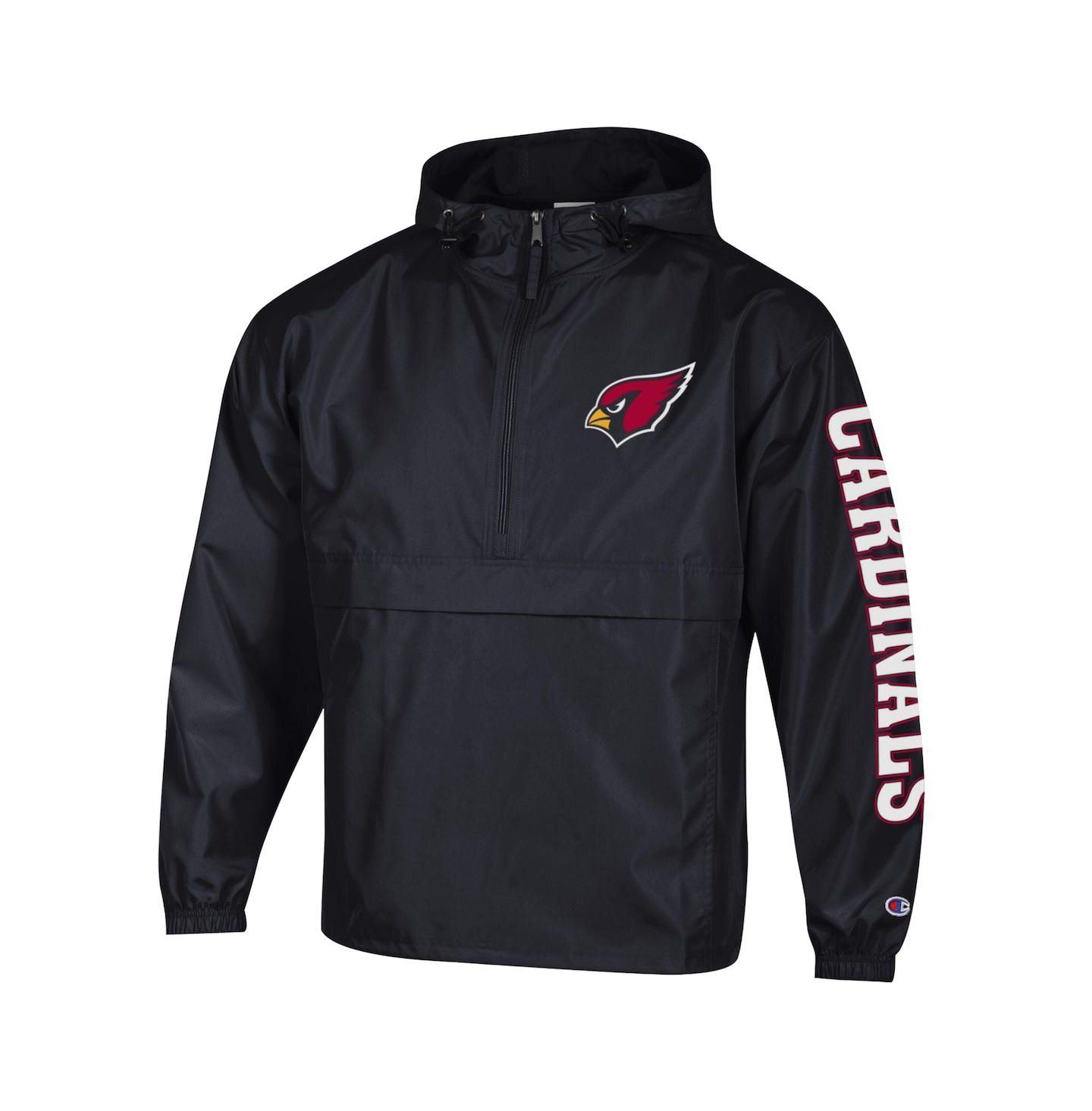 Мужская куртка Champion Black Arizona Cardinals Packable Hooded Windbreaker Half-Zip — фото 3