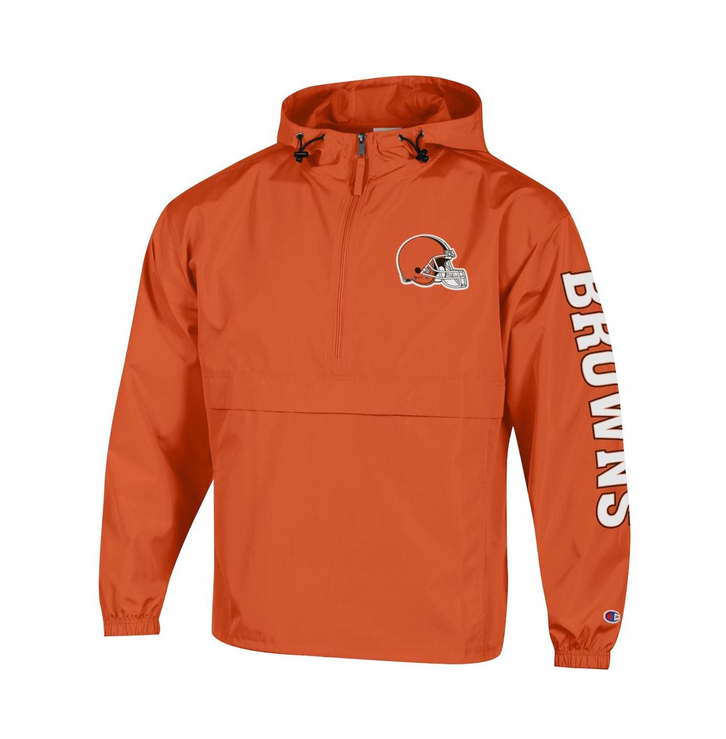Мужская куртка Champion Orange Cleveland Browns Packable Hooded Windbreaker Half-Zip — фото 2