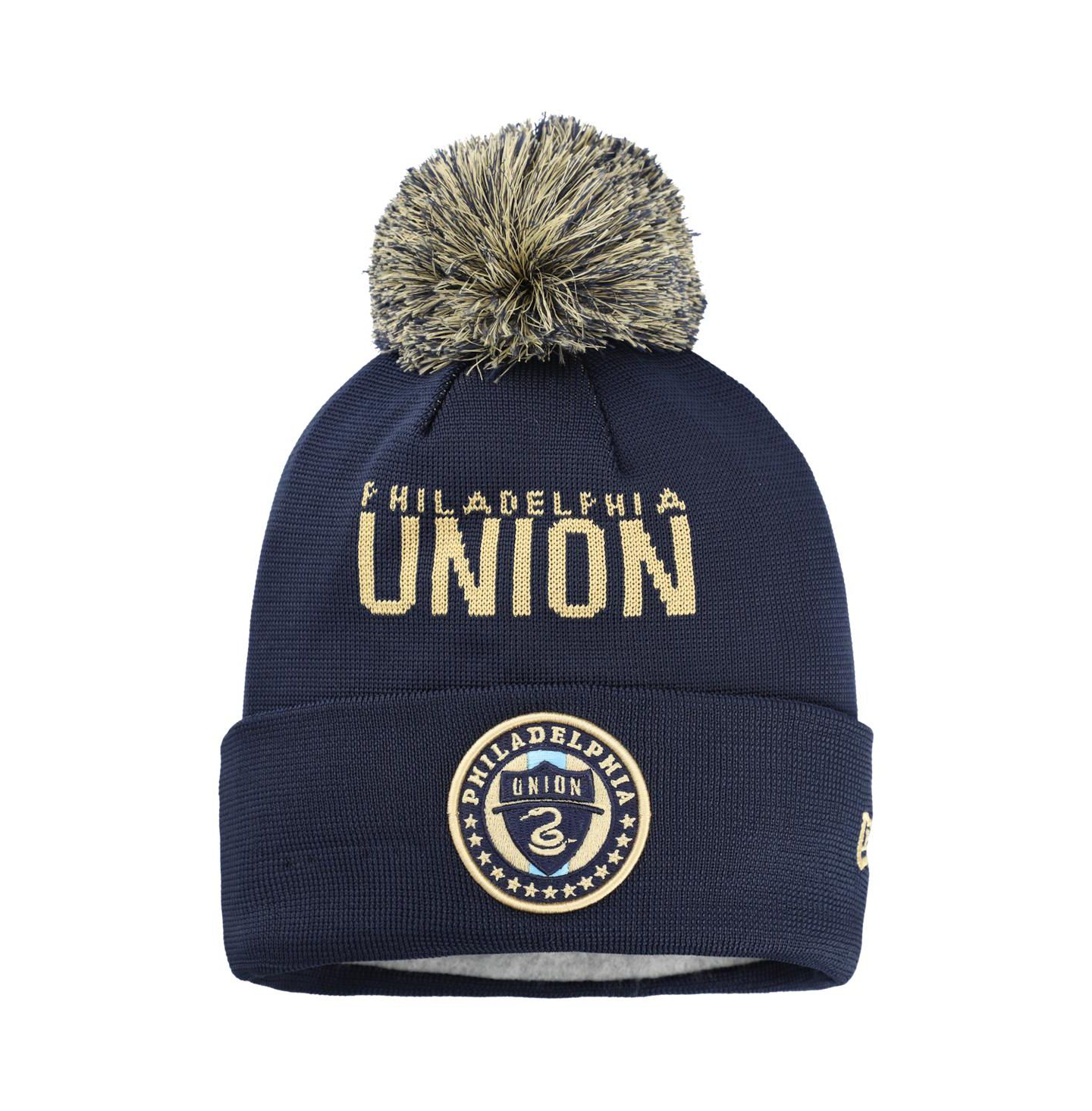 Детские головные уборы New Era Navy Philadelphia Union Jersey Hook Cuffed with Pom Knit Hat — фото 1