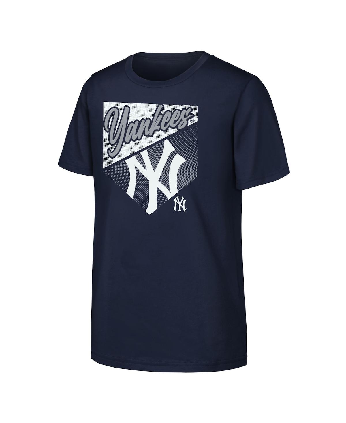 Outerstuff Kids' Big Boys And Girls Navy New York Yankees Prime Plate T-shirt In Blue