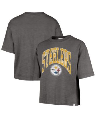 Women's Charcoal Pittsburgh Steelers Cropped Mindi Slub T-Shirt