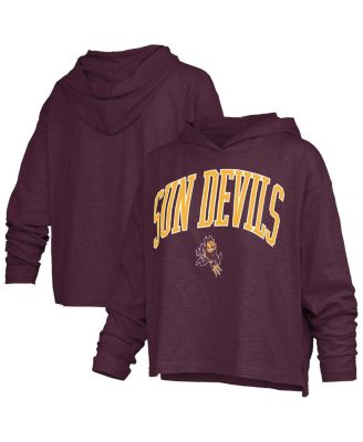 Women's Maroon Arizona State Sun Devils Nelson Arch Over Logo Long Sleeve Hooded Slub T-Shirt