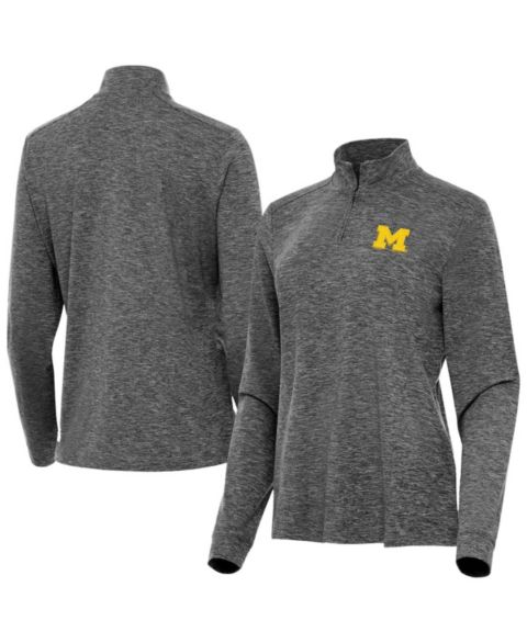 Женский топ Antigua Heather Black Michigan Wolverines Mentor Quarter-Zip