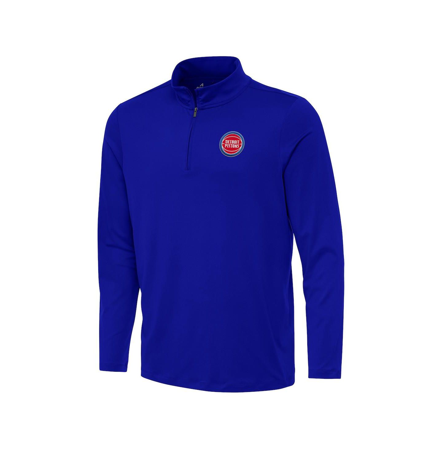 Мужской топ Antigua Blue Detroit Pistons Reprocess Quarter-Zip — фото 1