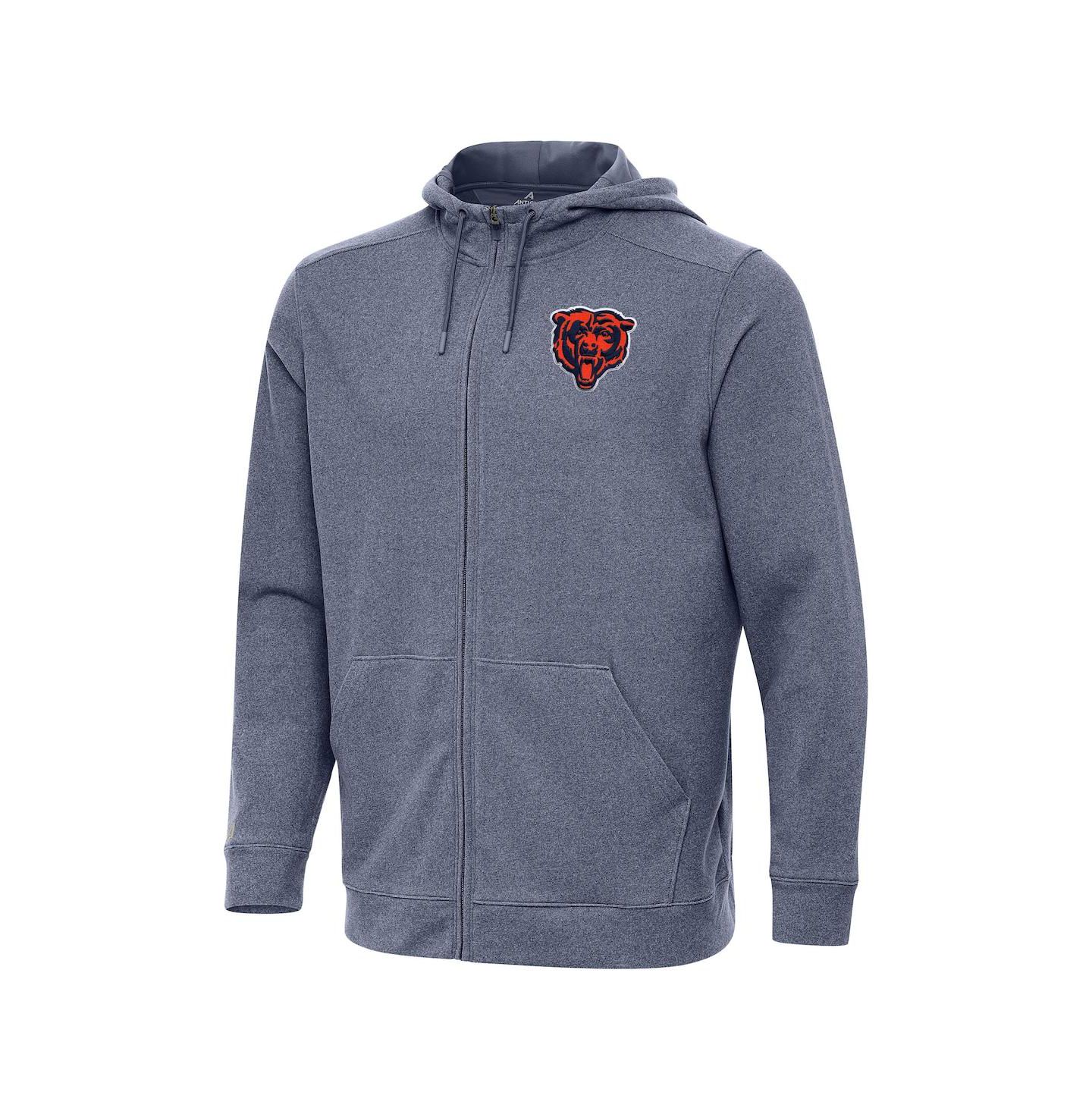 Мужское худи Antigua Heather Navy Chicago Bears Effortless Full-Zip — фото 1