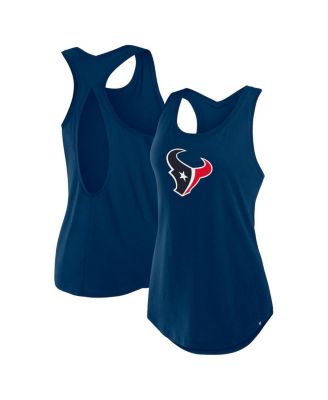 Women's Navy Houston Texans Iron Fan Tank Top