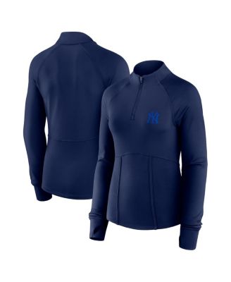 Women's Navy New York Yankees Elements Raglan Tri-Blend Quarter-Zip Top