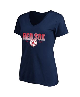 Women's Navy Boston Red Sox Plus Size Wordmark V-Neck T-Shirt