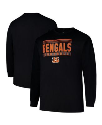 Men's Black Cincinnati Bengals Big & Tall Pop Long Sleeve T-Shirt