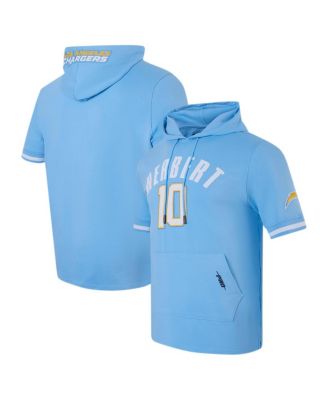 Men's Justin Herbert Powder Blue Los Angeles Chargers Player Name & Number Hoodie T-Shirt