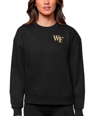 Women's Black Wake Forest Demon Deacons Logo Victory Crewneck Pullover Sweatshirt