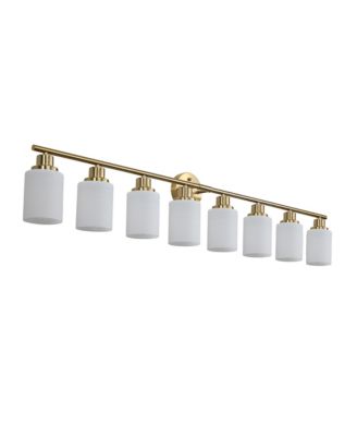 52 Inch Modern 8 Light Vanity Wall Sconce with Frosted Glass Shades for Bathroom or Hallway Lighting No Bulbs
