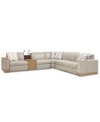 Maxyne 6-Piece Leather 3 Power L Sectional with Console