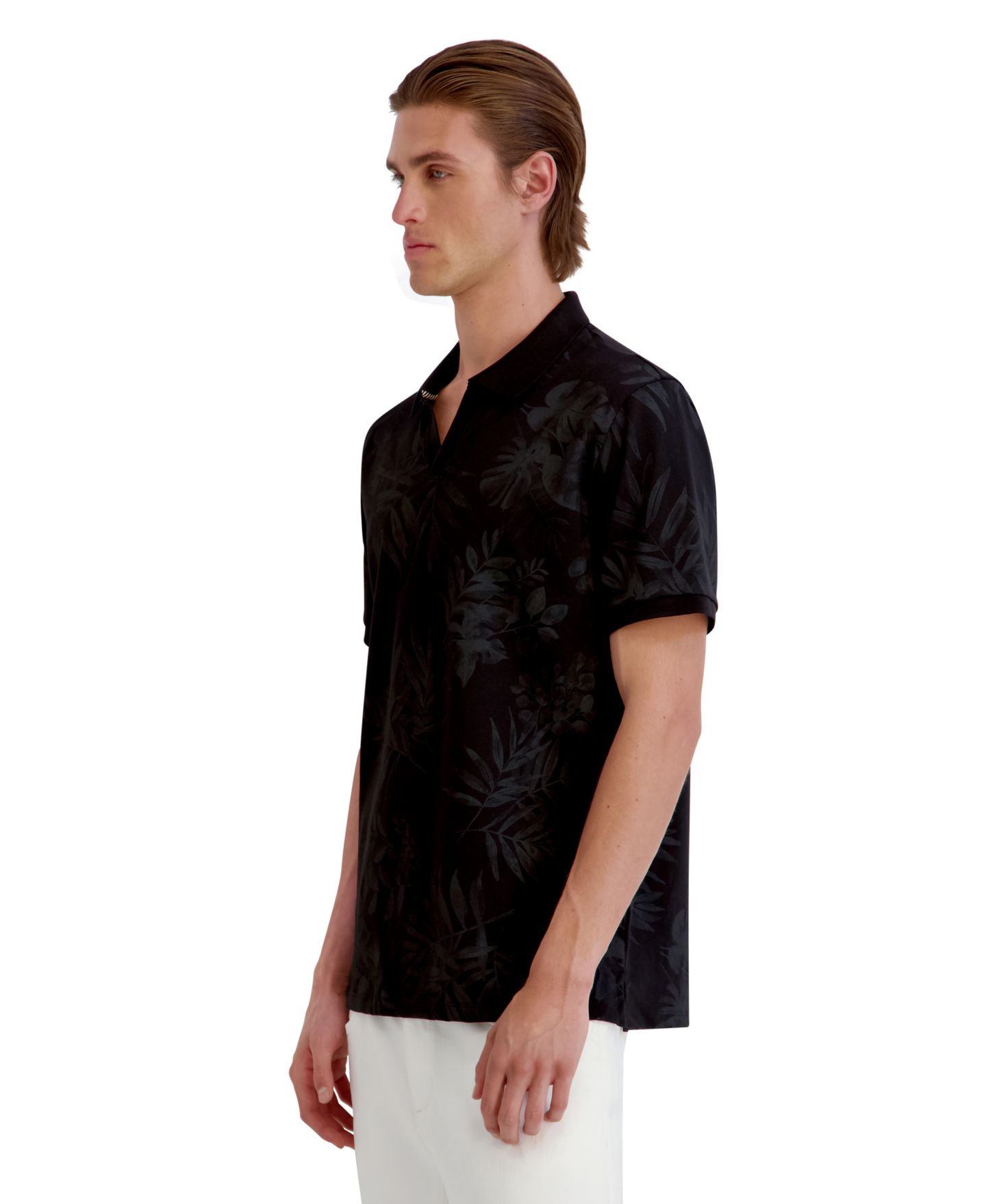 Мужское поло KARL LAGERFELD PARIS Polo Collar Pique Polo Shirt, цвет: Чёрный — фото 3
