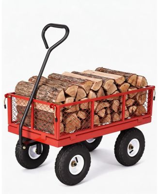 400 lbs Heavy Duty Steel Garden Cart with Removable Mesh Sides 10in All-Terrain Pneumatic Tires Utility Wagon with 180 Rotating