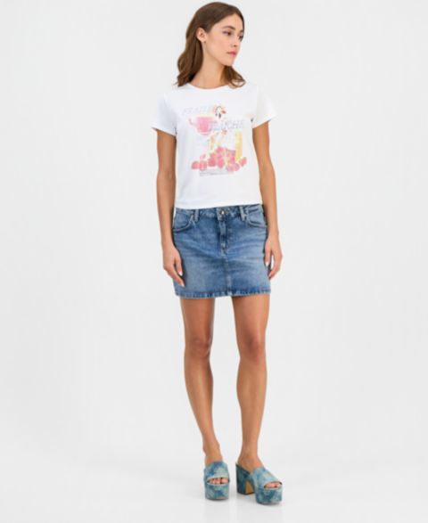 Женская юбка GUESS Faith Stretch Denim Mini, цвет: Easy Breathe