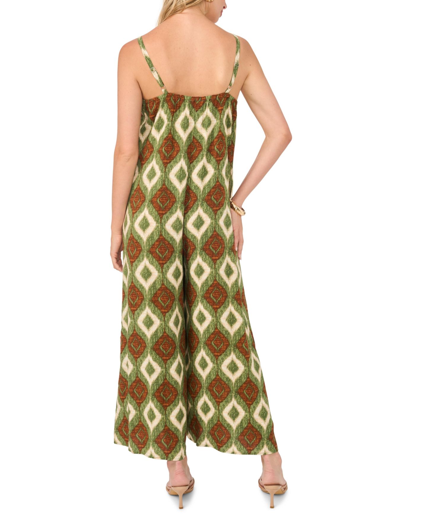 Женский комбинезон Vince Camuto V-Neck Flared Jumpsuit, цвет: Оливковый — фото 4
