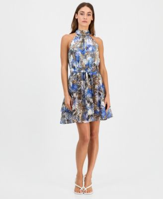 Women's Printed Tied Halter Mini Dress 