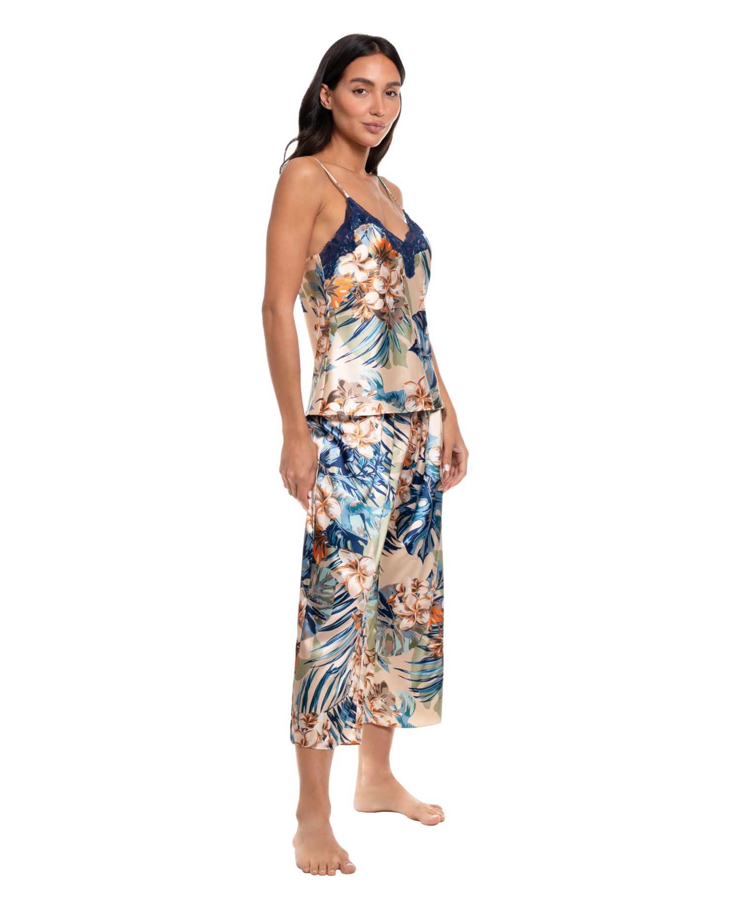 Women's Printed Top and Cropped Pants, 2-Piece Set