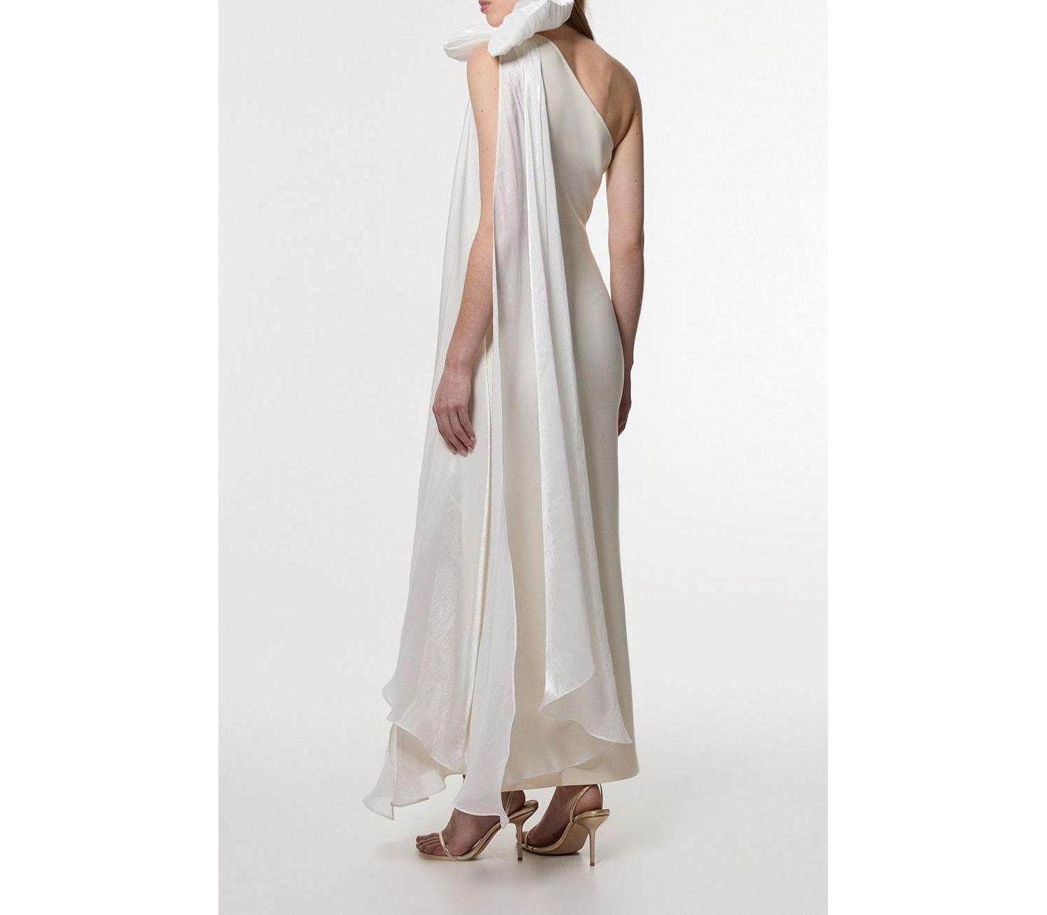 Women's Shoulder Bow Cape Detail Maxi Dress