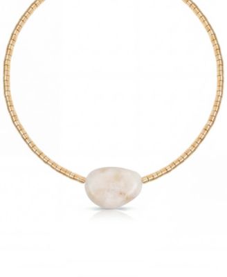 Gold-Plated Beaded Bone Nugget Necklace