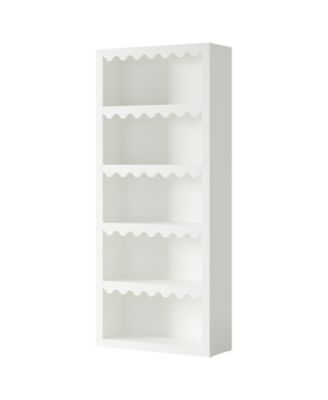 5-Tier Modern Bookcase with Decorative Scalloped Shelves for Living Room