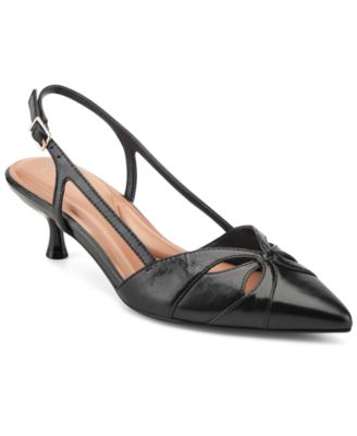 Women's Kaisley eFlex Cutout Leather Slingback Kitten Heel Pumps