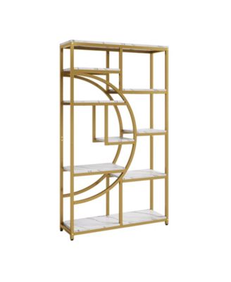 Modern Etagere Bookshelf with 9 Open Shelves for Books and Decor