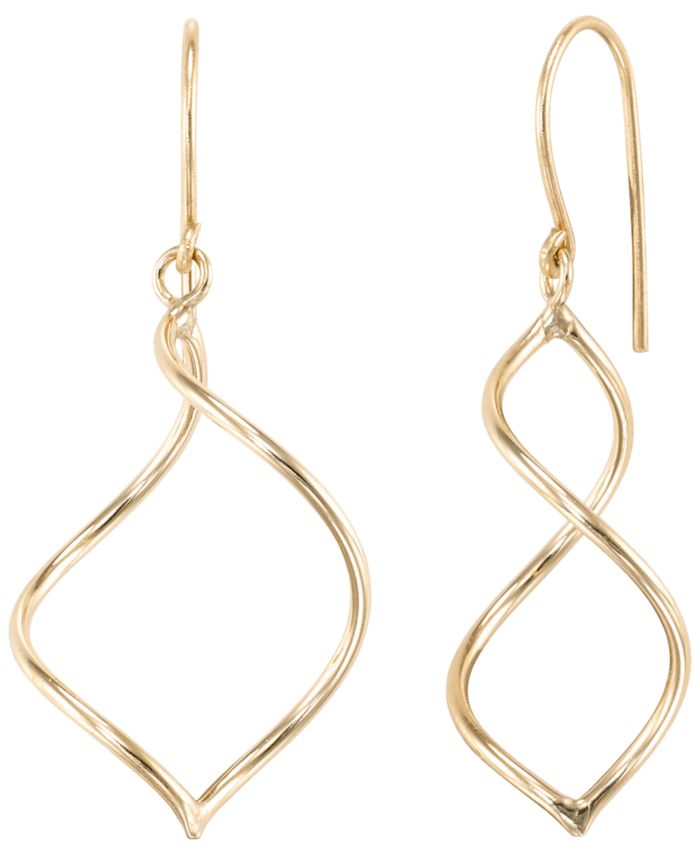 Open Work Marquise High Polished Drop Fish Hook Earrings in 10k Yellow