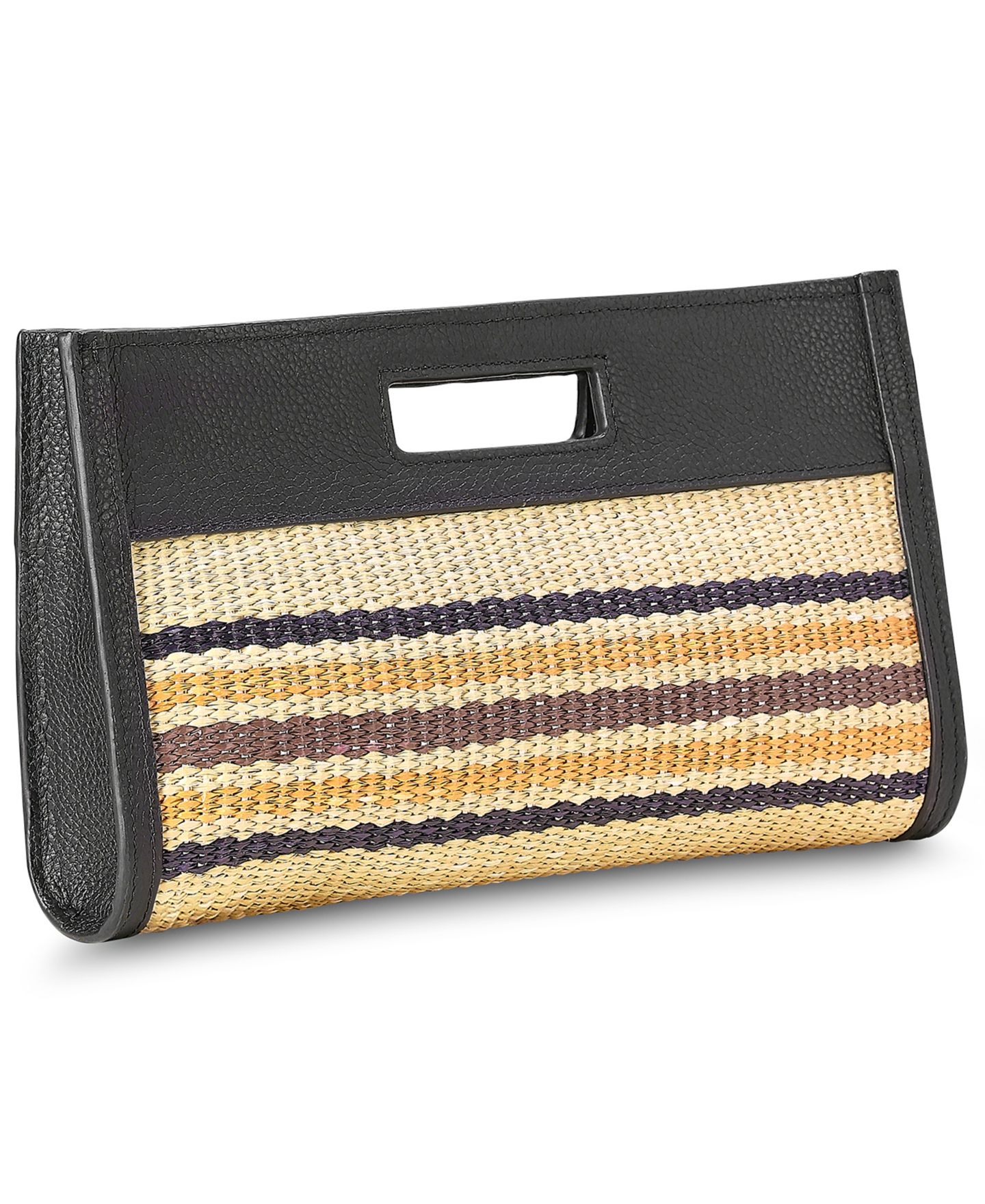 Женский клатч GiGi New York Remy Raffia Medium Clutch Handbag, цвет: Натуральный разноцветный полосатый — фото 3