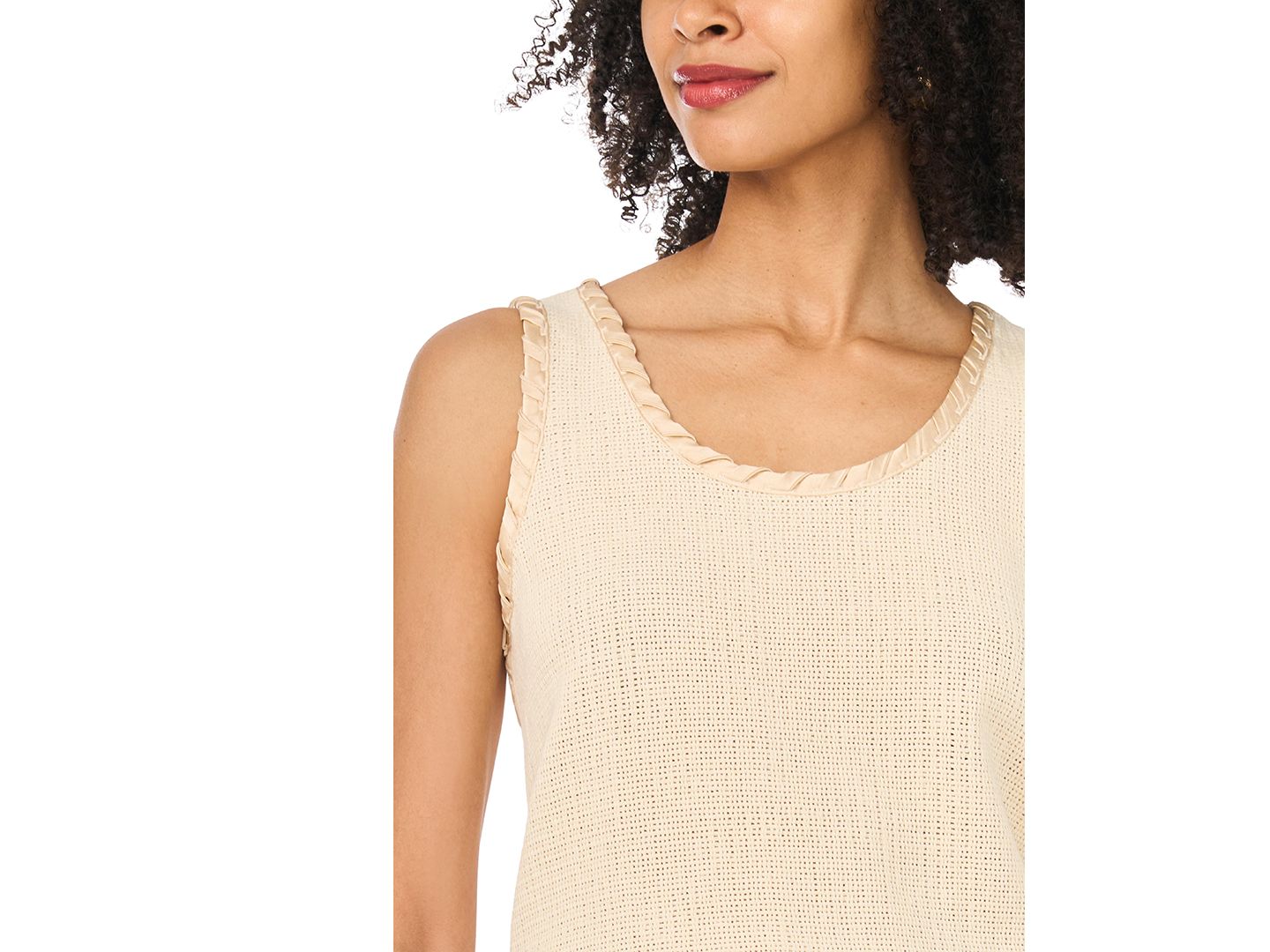 Женский топ Vince Camuto Cotton Scoop Neck, цвет: Натуральный — фото 4