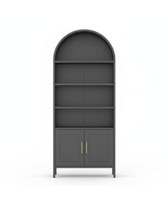 73-Inch-Tall Metal Arched Bookshelf, 5 Tier Display Cabinet with Adjustable Shelves for Living Room Office