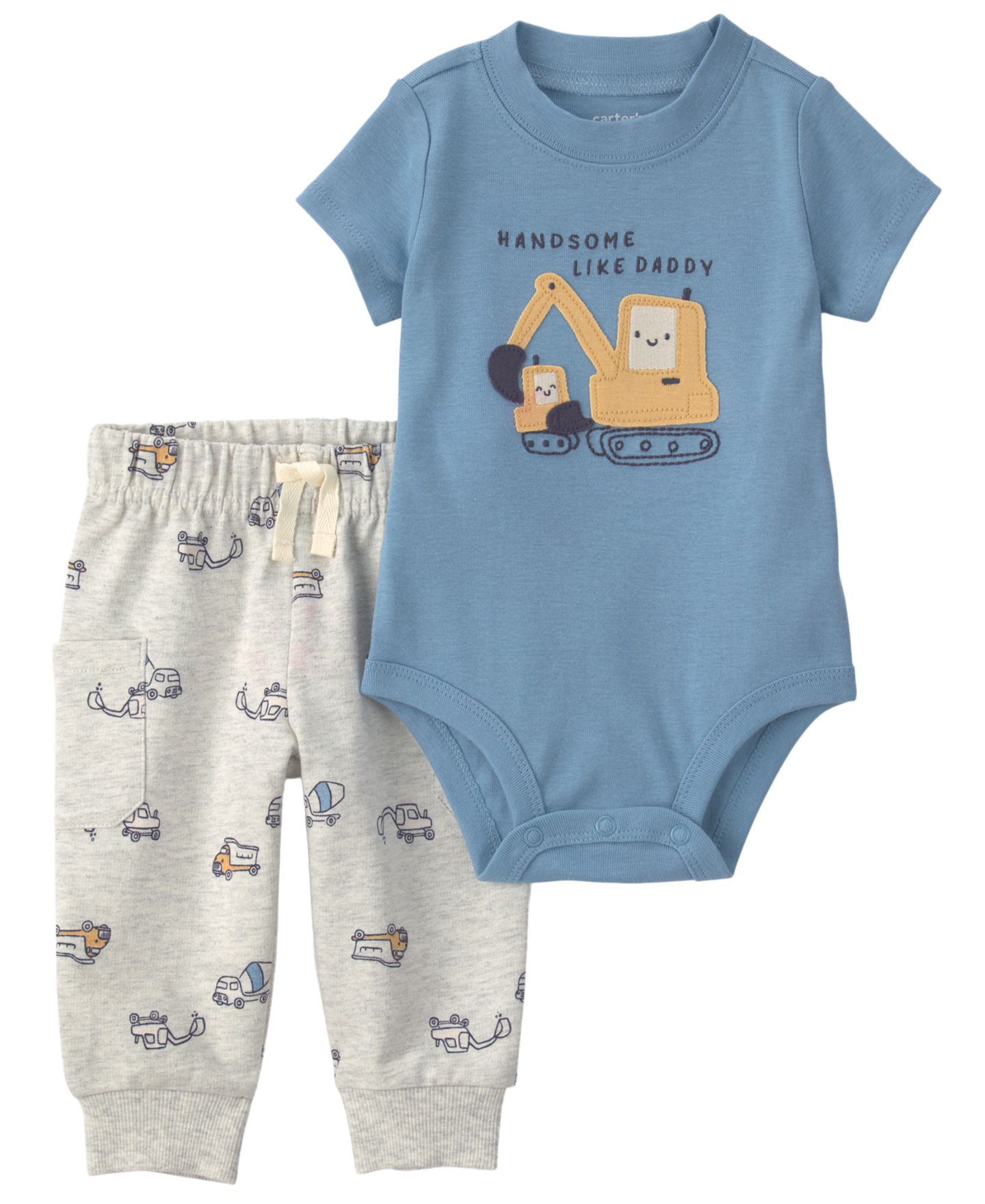Комплект для мальчика Carter's: боди с коротким рукавом и брюки, 2 предмета, цвет: Синий / Серый — фото 1