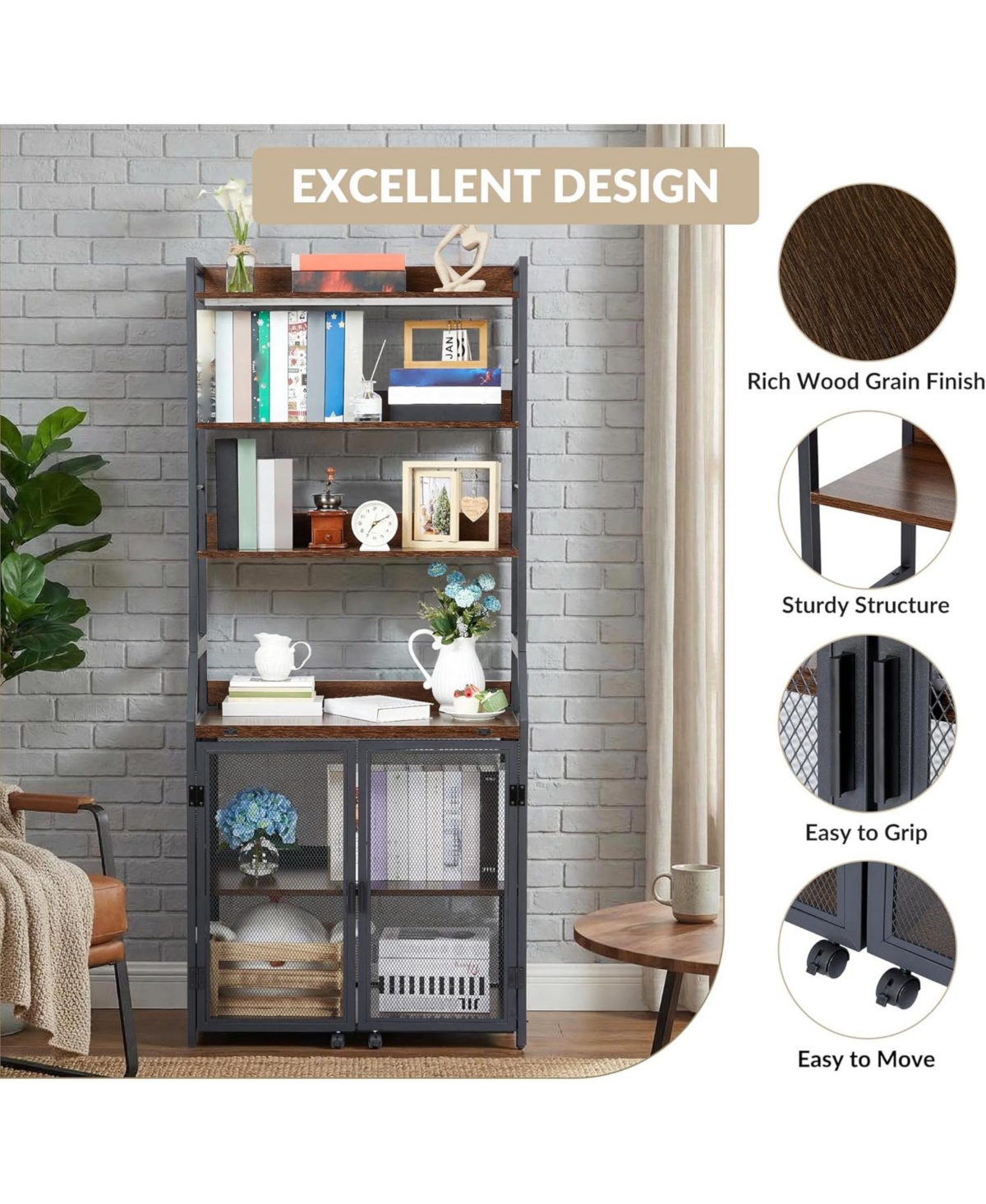 gaomon 70 Inch Industrial 2-in-1 Bookshelf Desk with Storage Shelves, Floor Standing Study Desk and Bookcase Combo for Home Office, Living Room