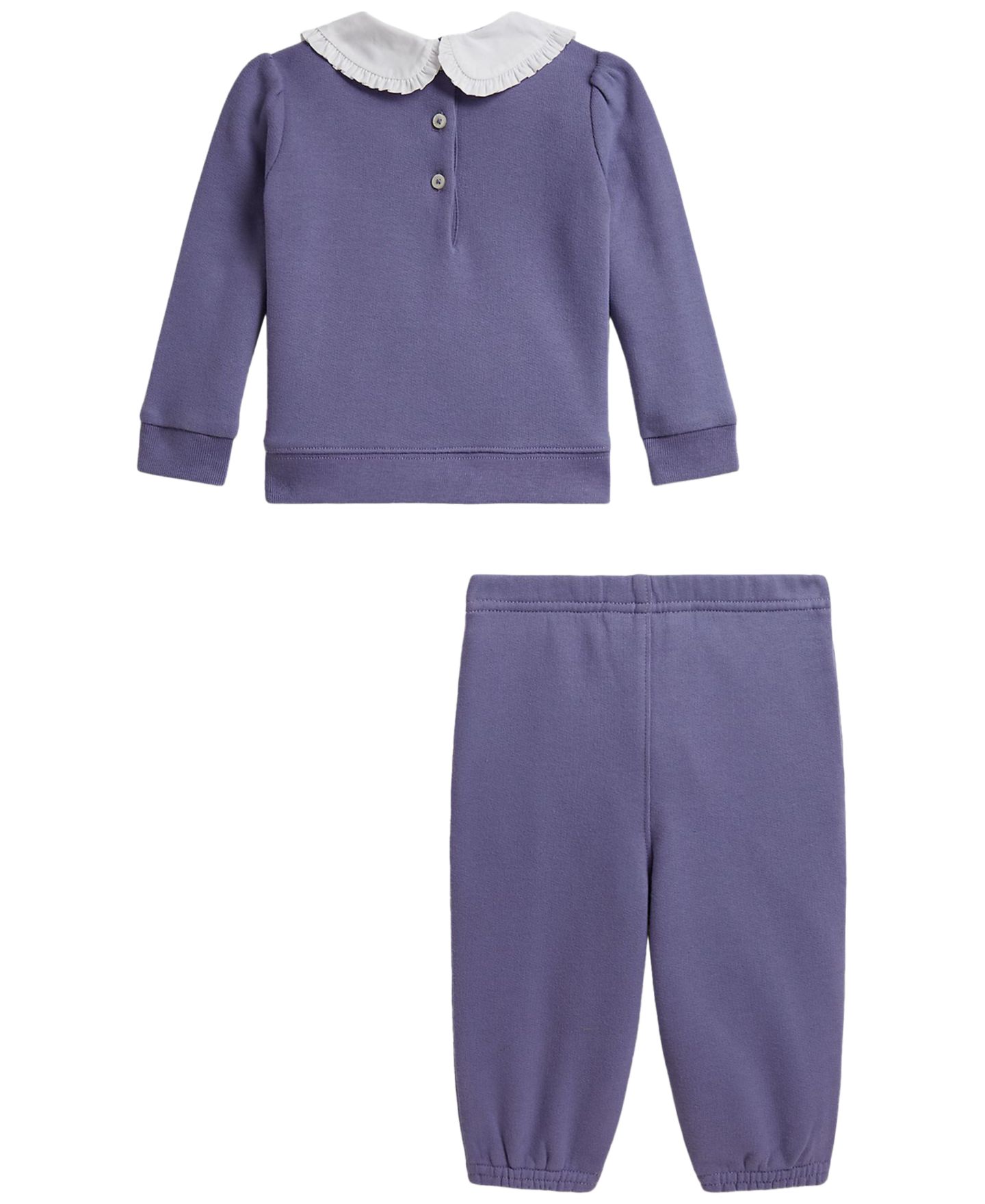 Детский комплект Polo Ralph Lauren для девочки: флисовый свитшот с логотипом и джоггеры, цвет: Фиолетовый — фото 2