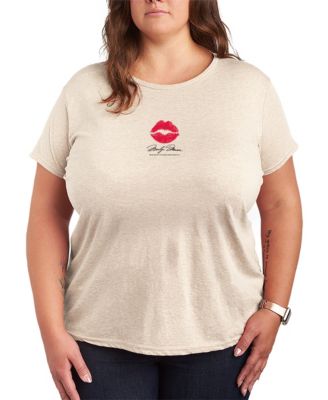 Plus Size Marilyn Monroe Lipstick Kiss Graphic T-Shirt