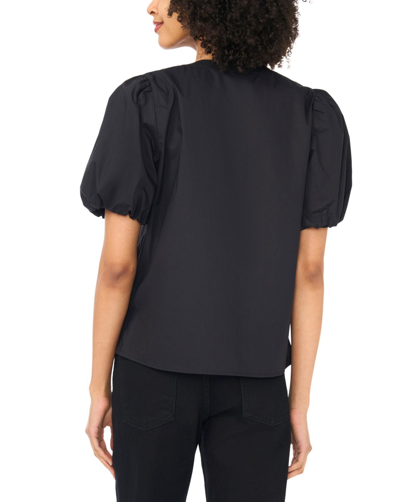 Женская блузка Vince Camuto Organdy Short-Sleeve Puff, цвет: Насыщенный чёрный — фото 3
