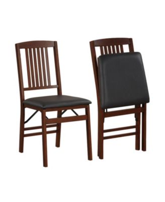 Set of 2 Foldable Upholstered Kitchen Chairs with Padded PVC Leather Seat