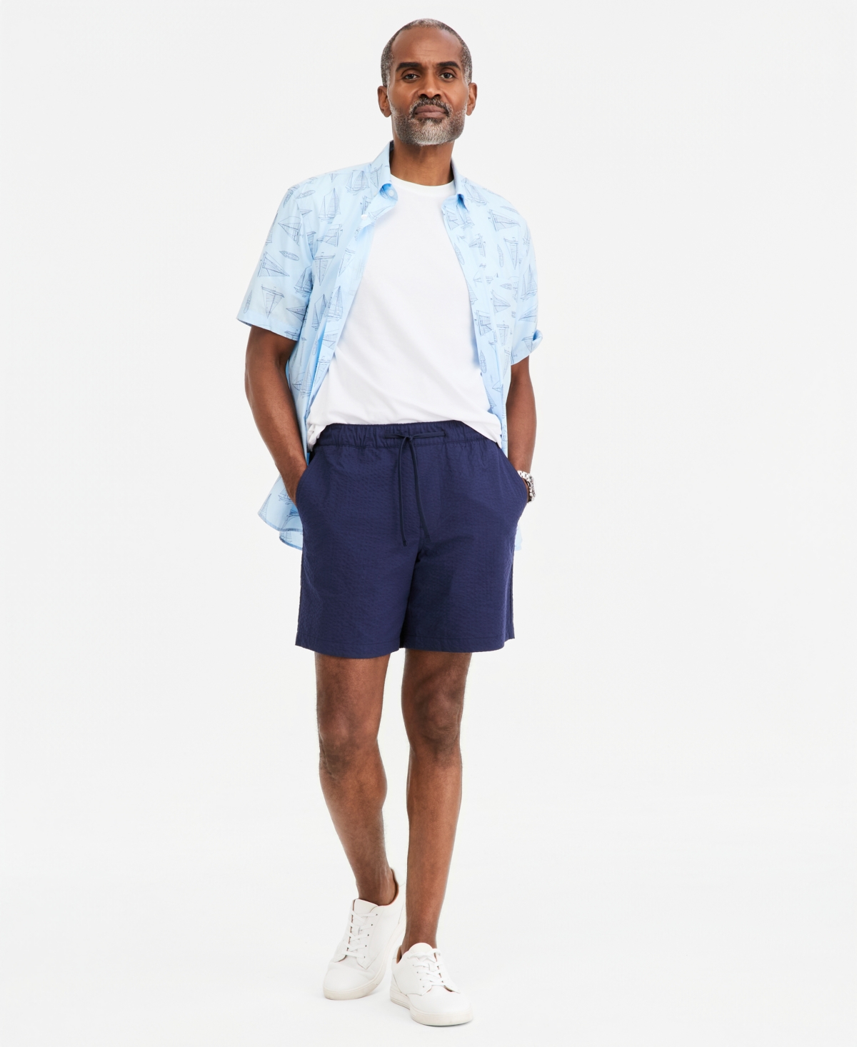 Club Room Men's Seersucker 7" Shorts, Macy's Exclusive