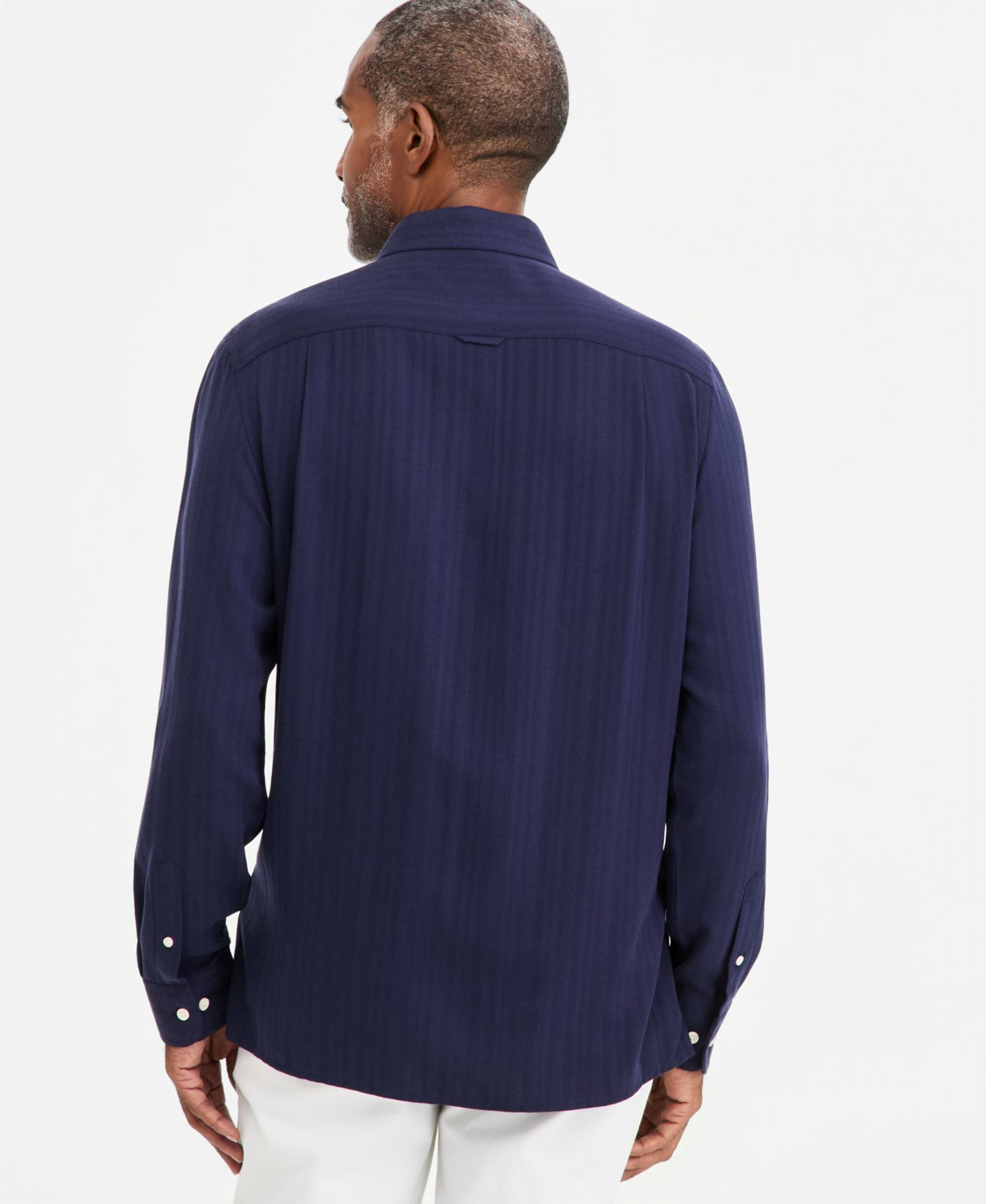 Мужская рубашка Club Room Solid Silk Blend Long-Sleeve, цвет: Тёмно-синий — фото 4